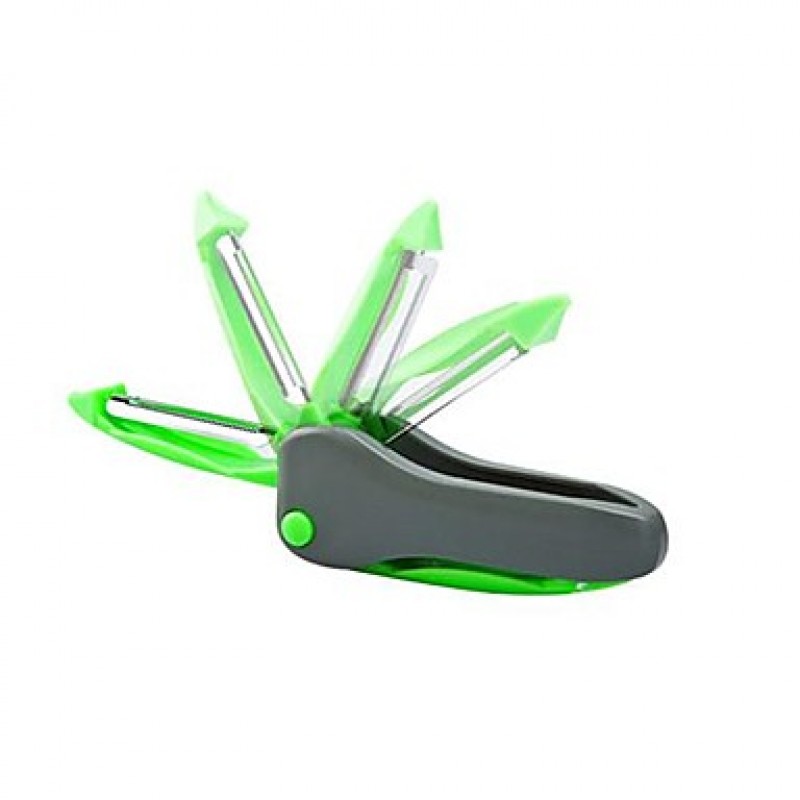 Double Blades Unfoldable Peeler for Multifunctions, Assorted Green and Grey Color